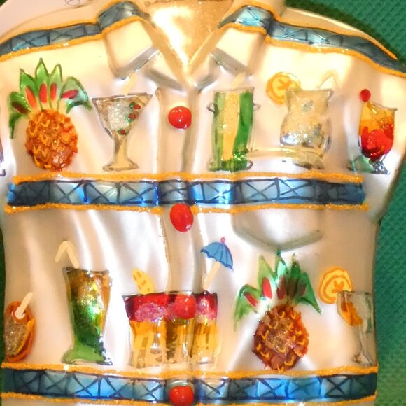 Christopher Radko Blown Glass Hawaiian Shirt Christmas Ornament - Picture 3 of 11
